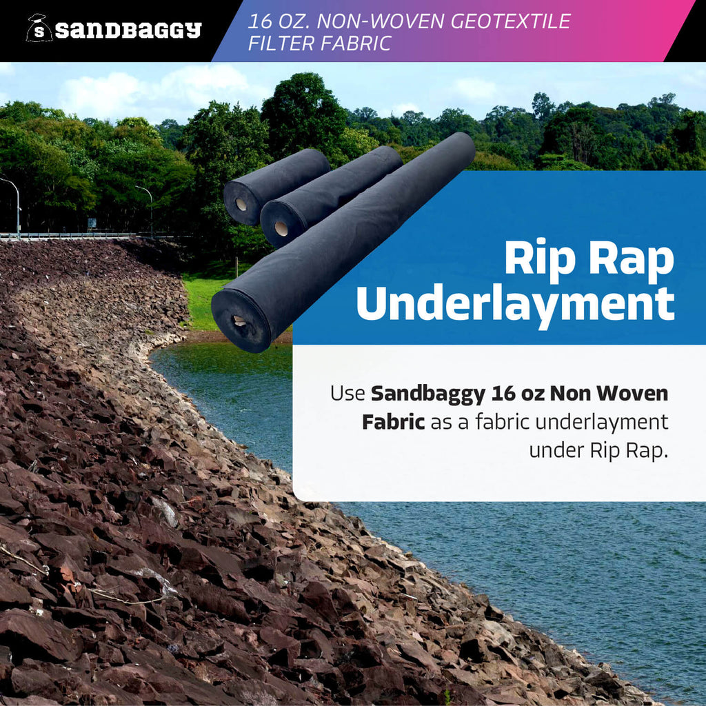 16 oz Non-Woven Geotextile Rip Rap Underlayment
