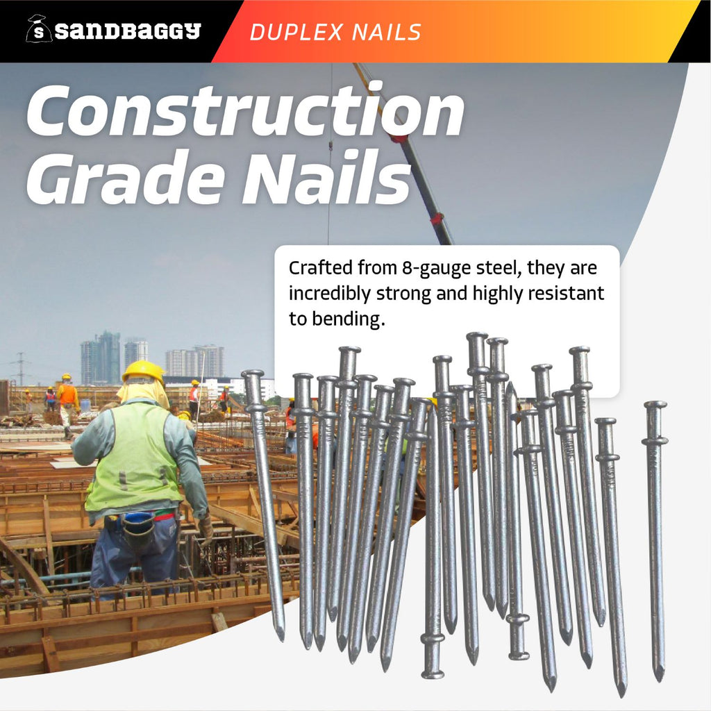 construction grade 16D Duplex Nails made from 8 gauge steel