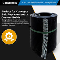 16" x 10 ft Chevron Rubber Conveyor Belt | Heavy-Duty Replacement Belt