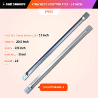 18 inch concrete footing ties specs