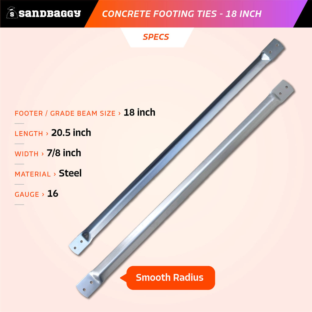 18 inch concrete footing ties specs