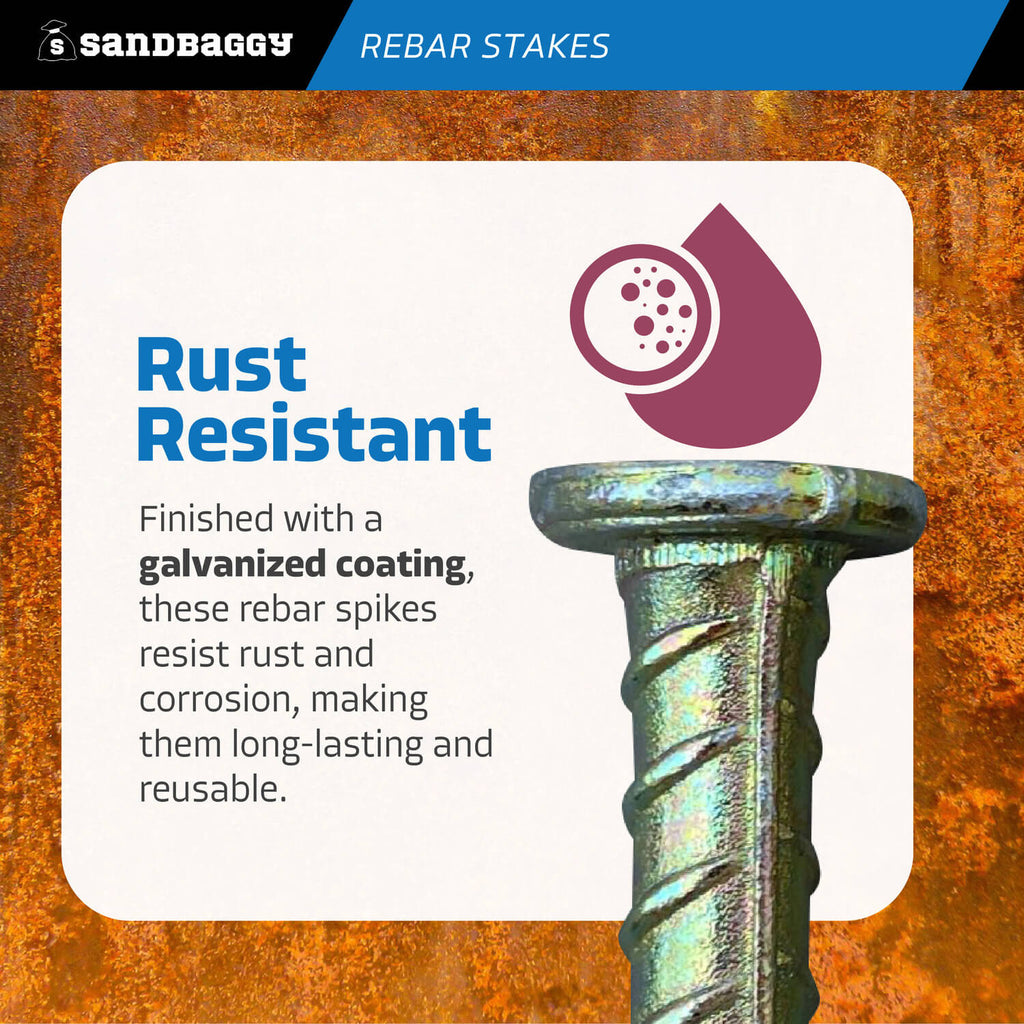 rust resistant 18" galvanized rebar stakes