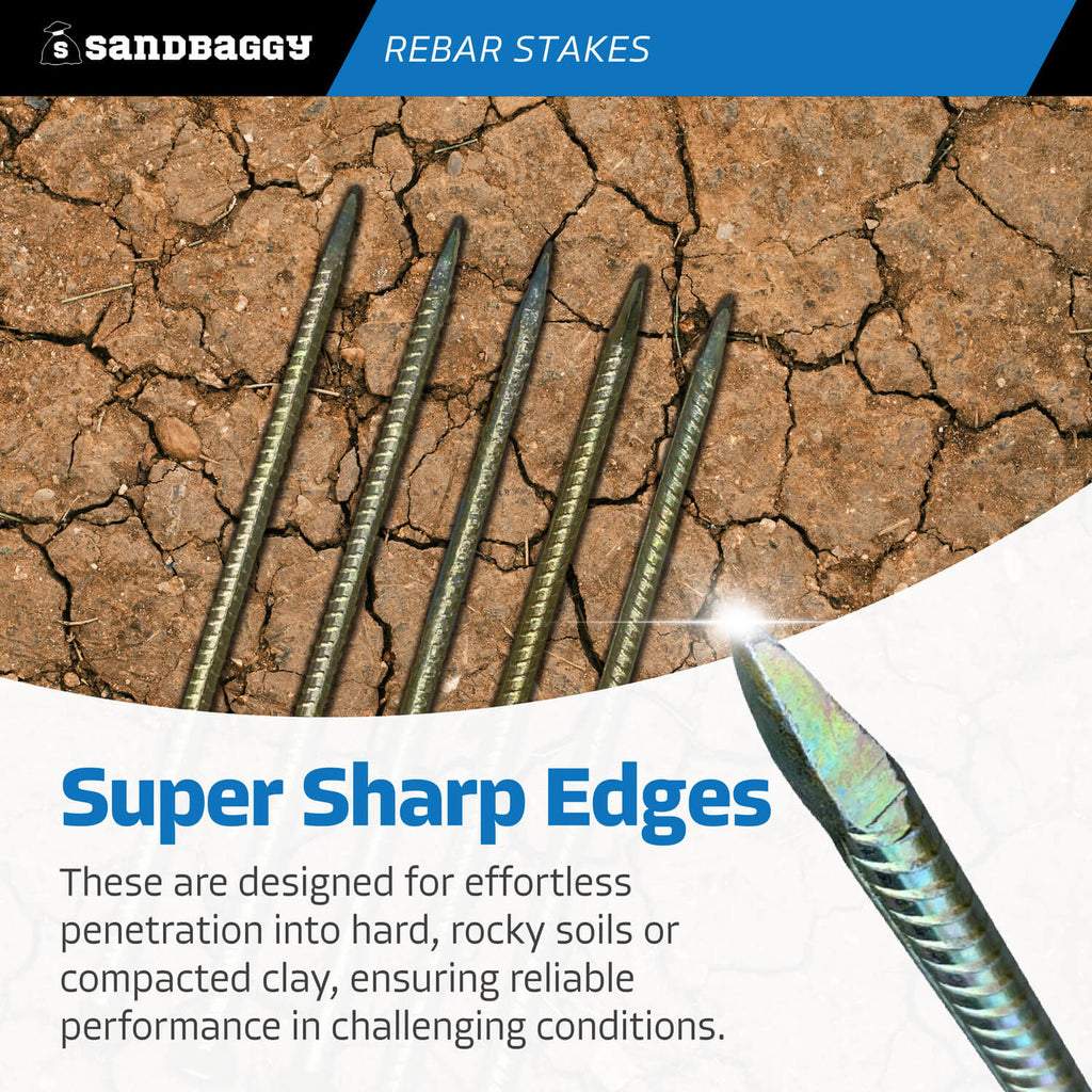 sharp 18" galvanized rebar stakes