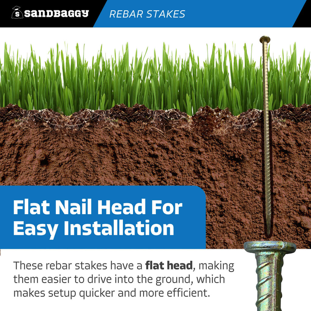 easy installation 18" galvanized rebar stakes with nail head