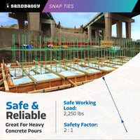 18" short end snap ties for heavy concrete pours