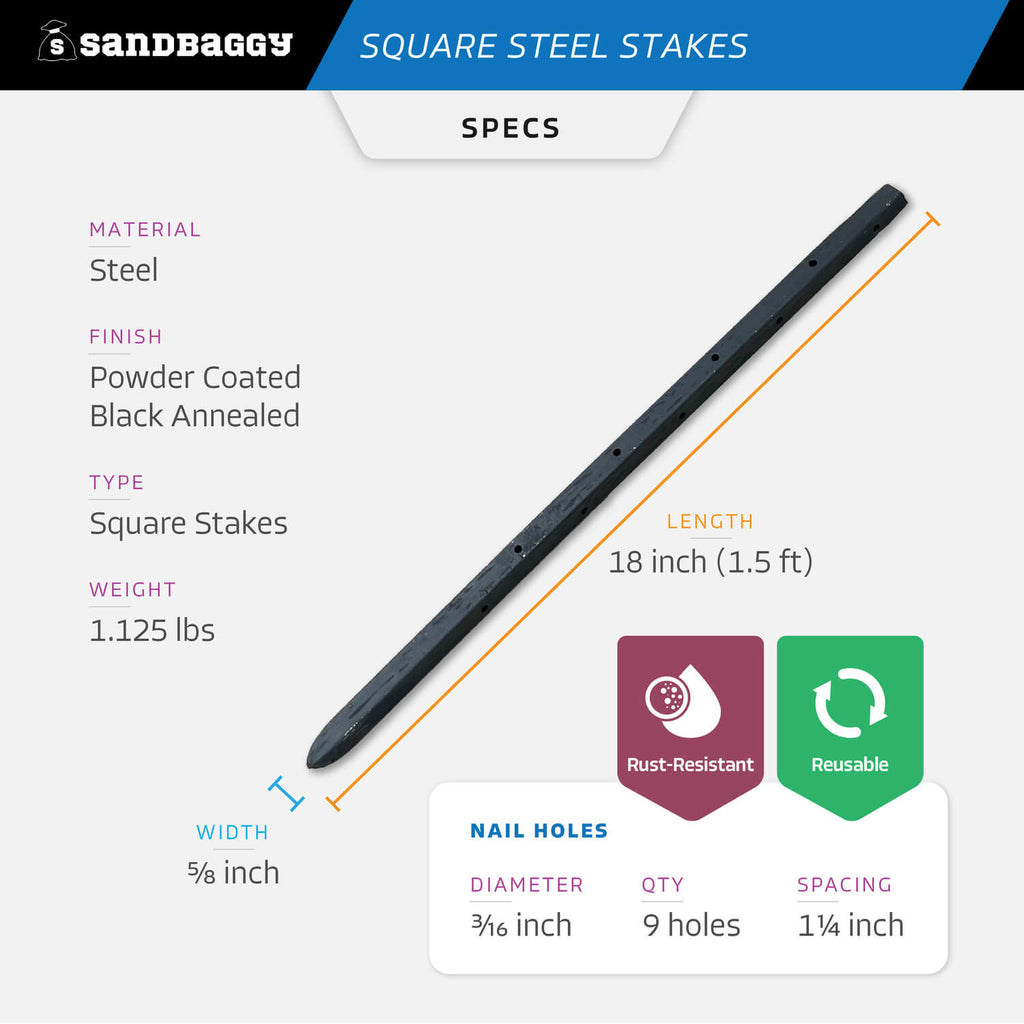 18" square concrete stakes specs