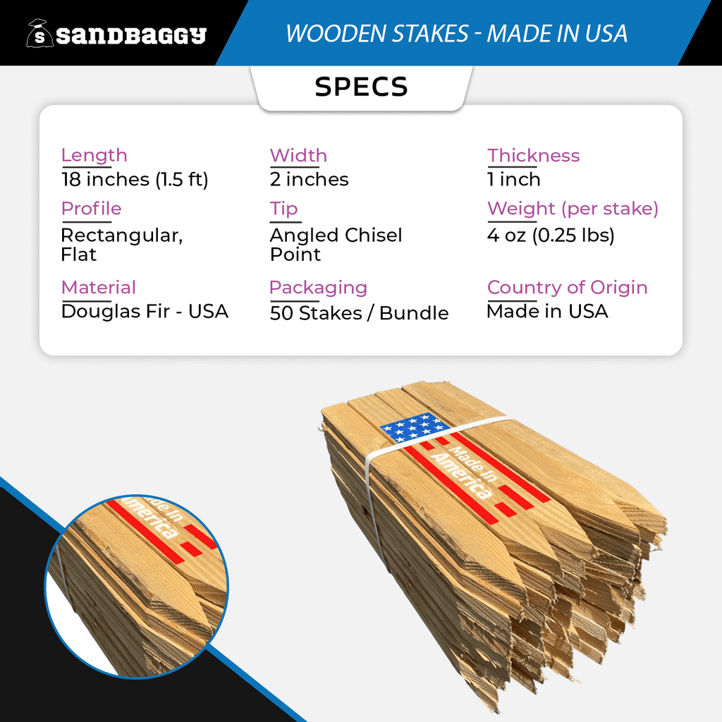 18 inch Wooden stake specifications