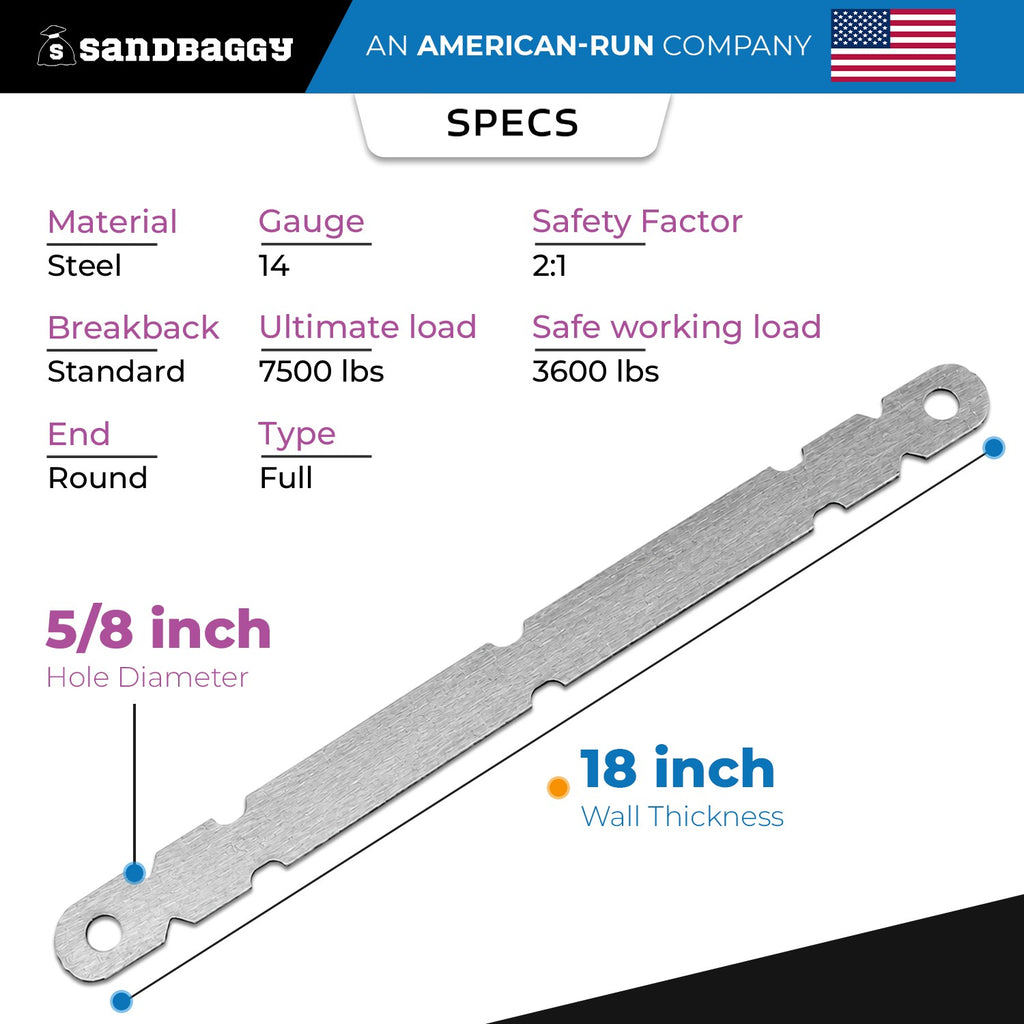 18 in aluminum form ties