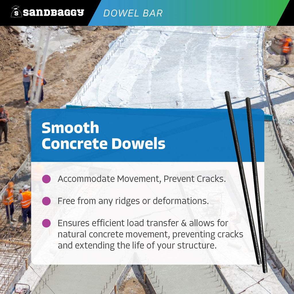 18" Smooth Concrete Dowel Bar (Multiple Sizes Available) – Sandbaggy