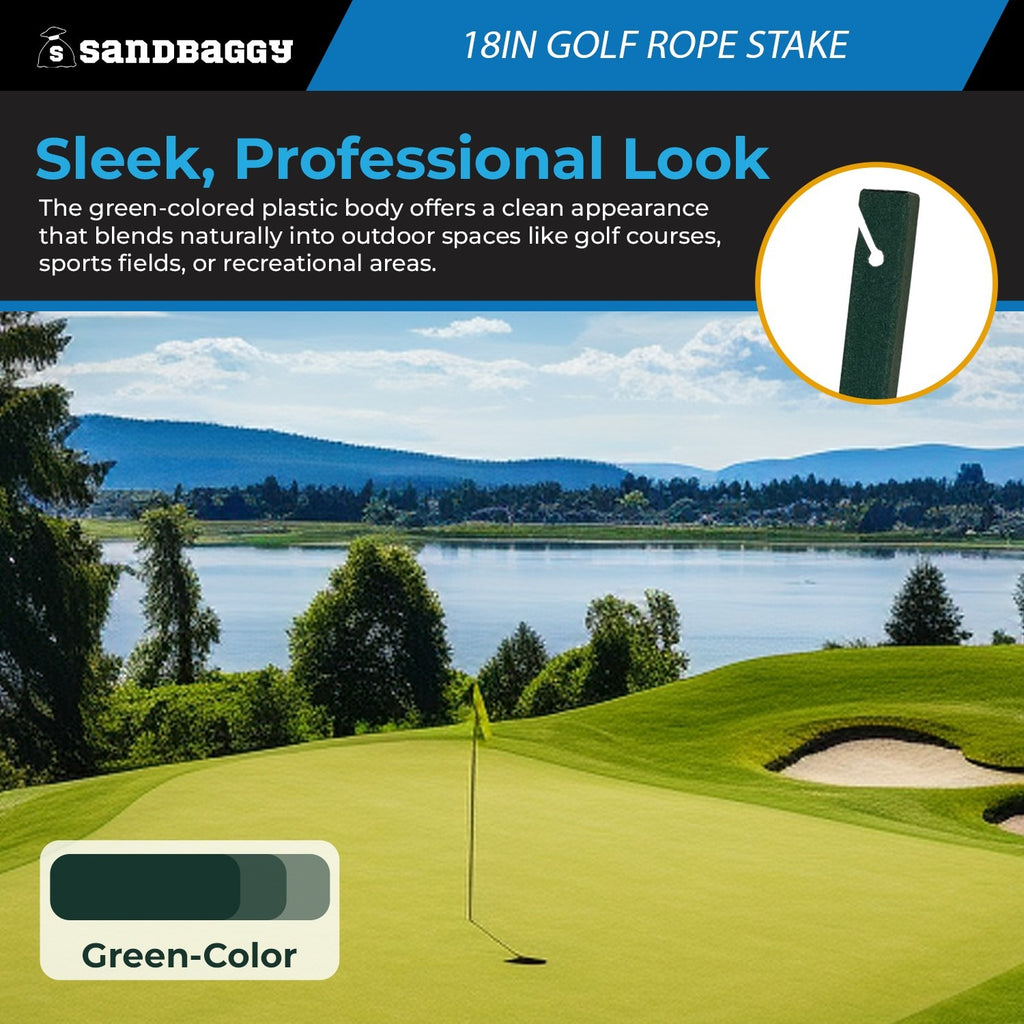 18" Golf Rope Stake - Square Stake (UV Resistant)
