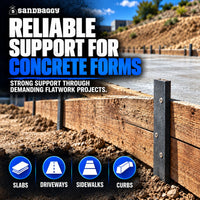 Heavy duty steel stake for concrete forming