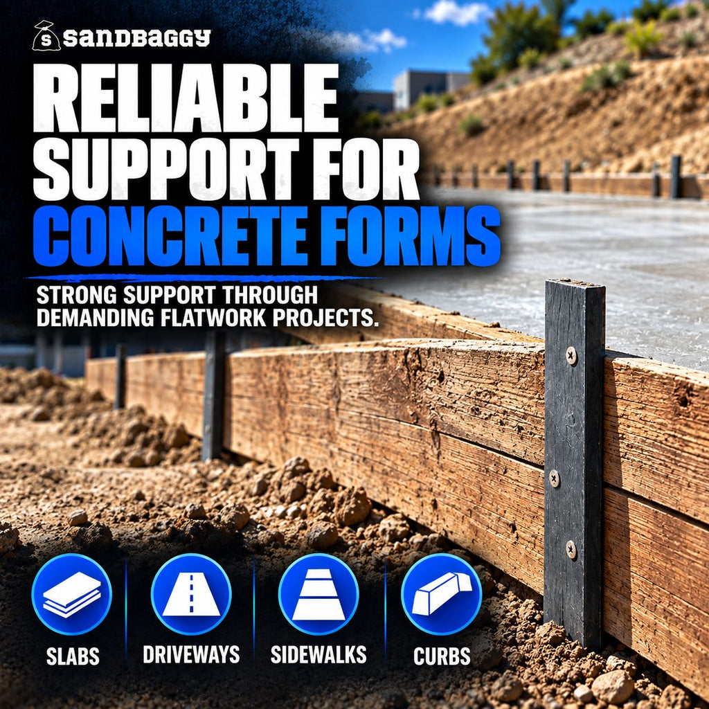 Heavy duty steel stake for concrete forming