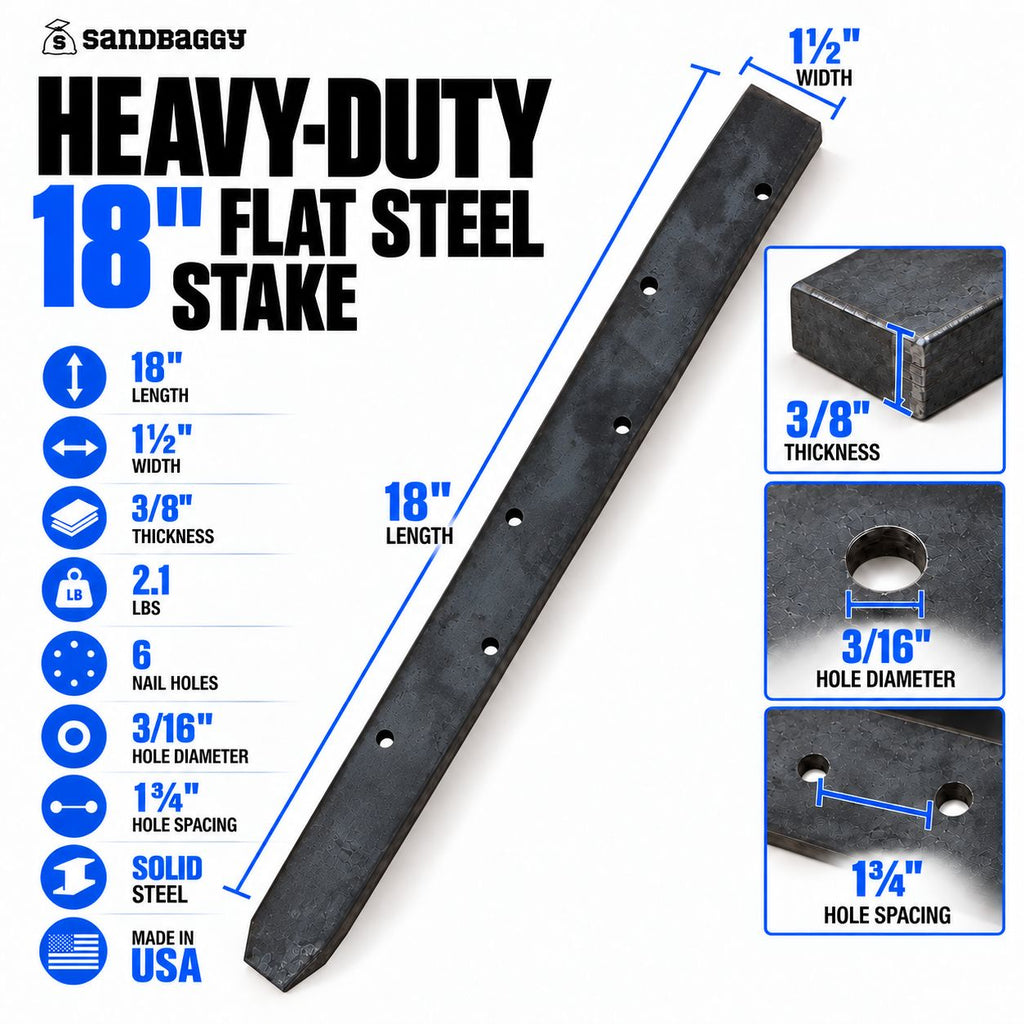 3/8 inch thick flat steel concrete form stake