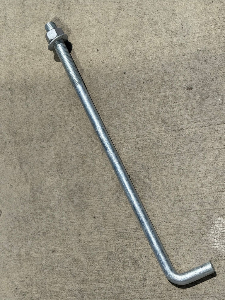 1" x 24" Threaded Concrete Anchor L-Bolts (Nuts & Washers Included) - Galvanized