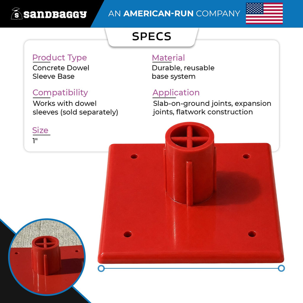 1" Concrete Dowel Sleeve Base - Concrete Joint Alignment – Sandbaggy