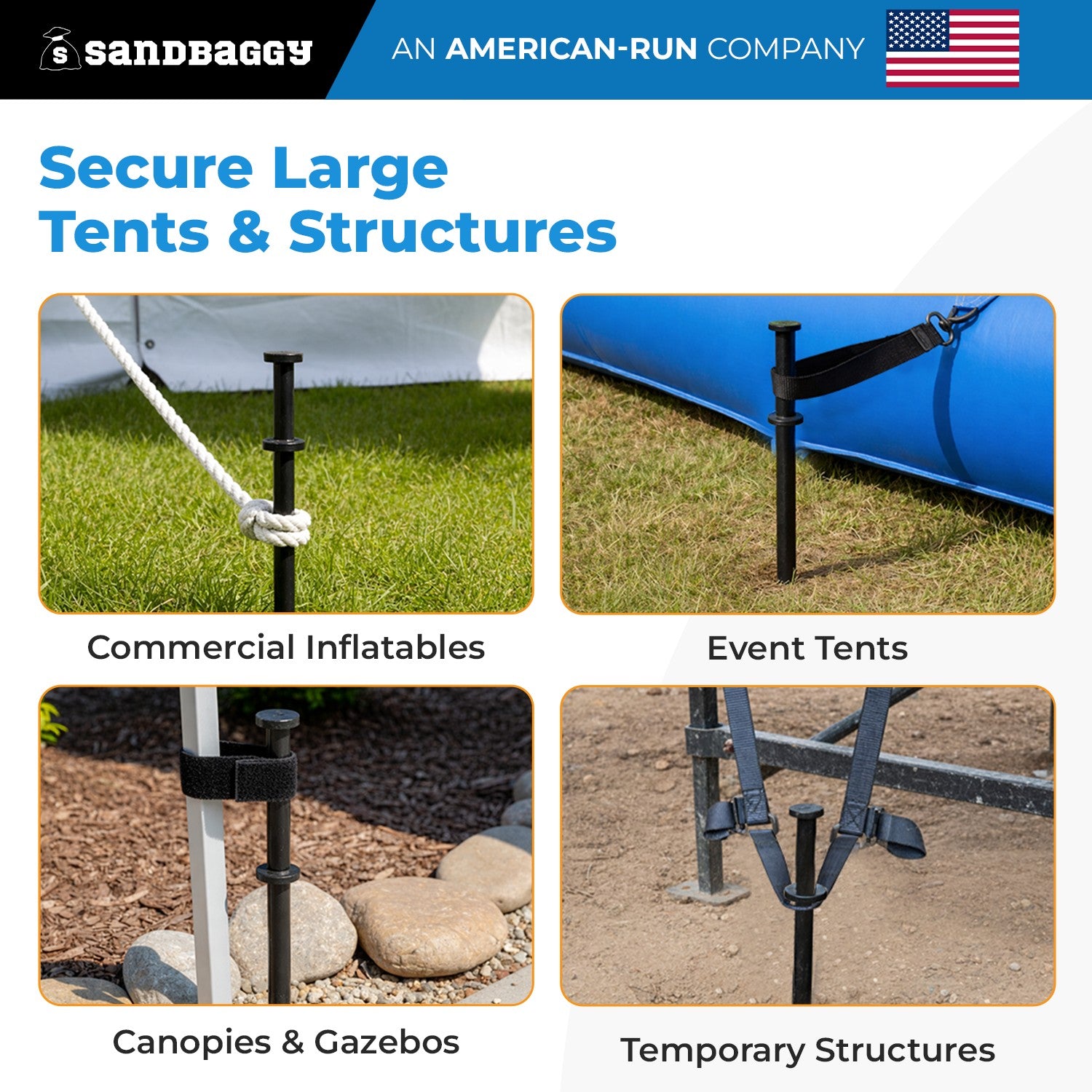 how to stake a tent 1 inch x 20 inch Heavy Duty Steel Tent Stake – Sandbaggy