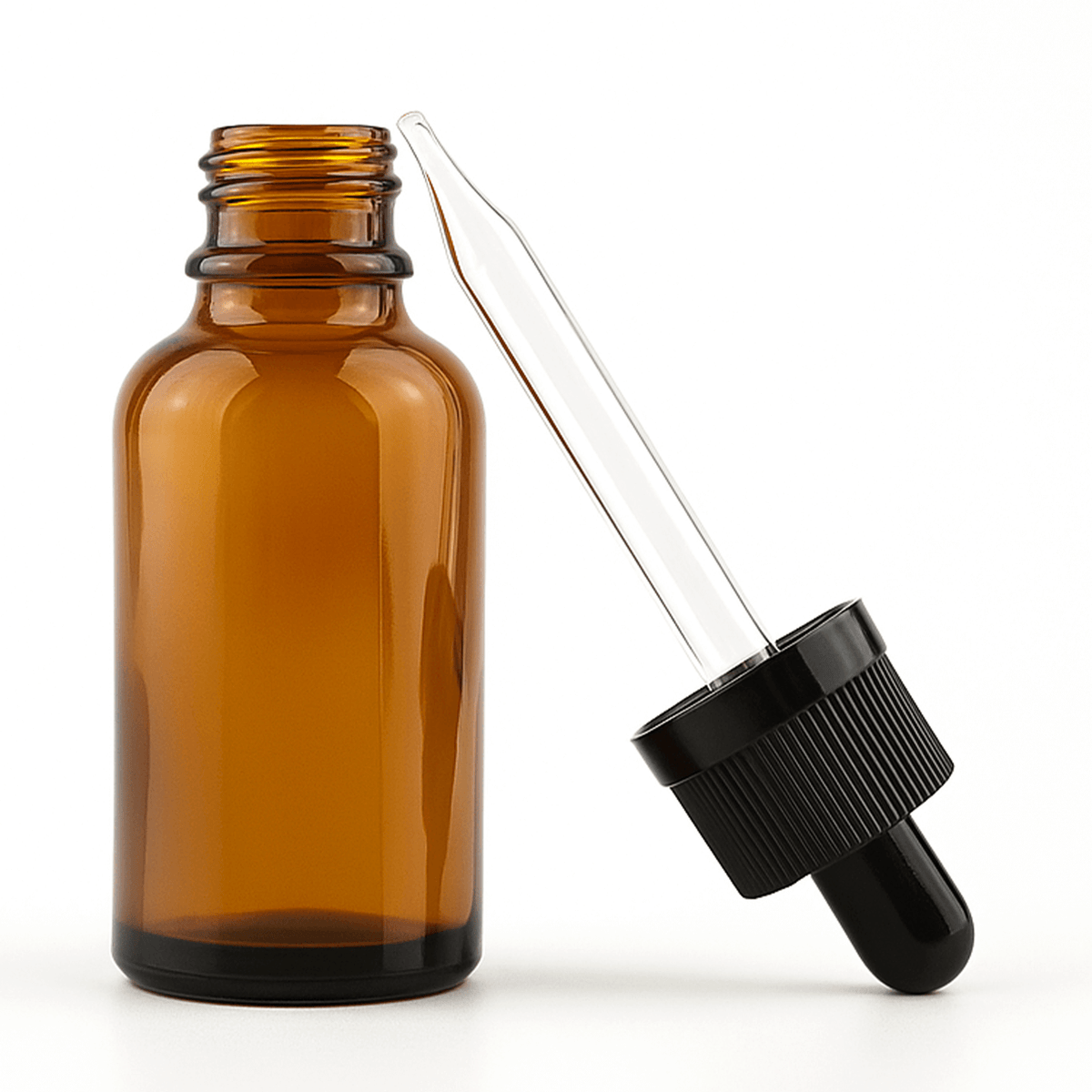 1oz Amber Glass Dropper Bottles - 100 pcs