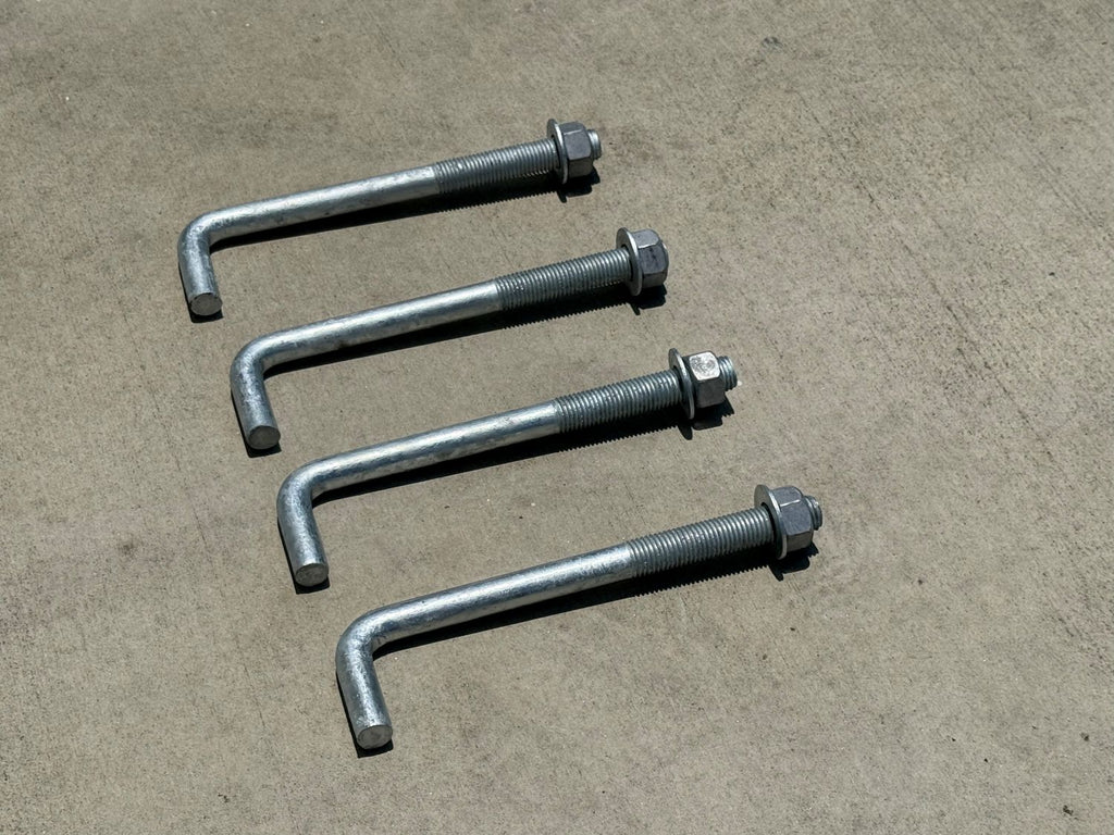 1" x 12" Threaded Concrete Anchor L-Bolts (Nuts & Washers Included) - Galvanized
