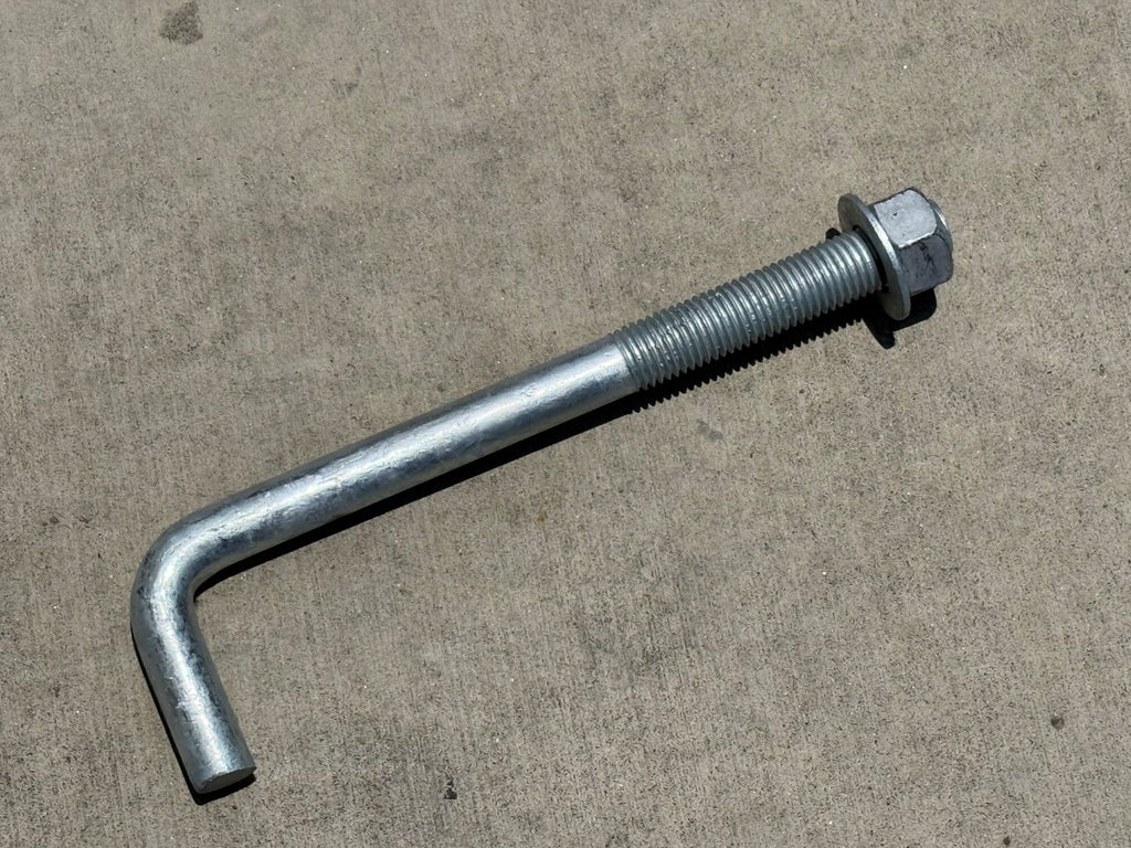 1" x 12" Threaded Concrete Anchor L-Bolts (Nuts & Washers Included) - Galvanized