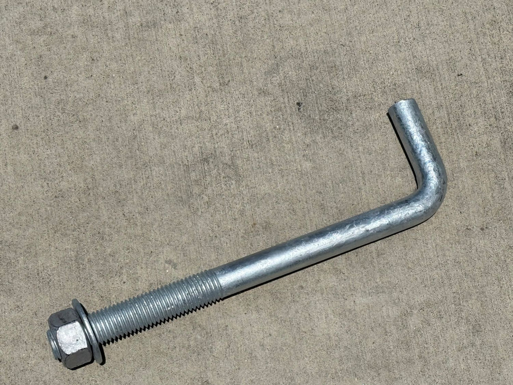 1" x 12" Threaded Concrete Anchor L-Bolts (Nuts & Washers Included) - Galvanized