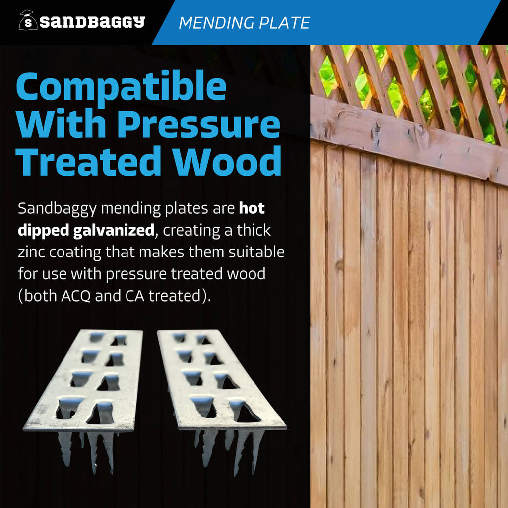 1" x 4" wood mending plate - pressure treated wood compatible