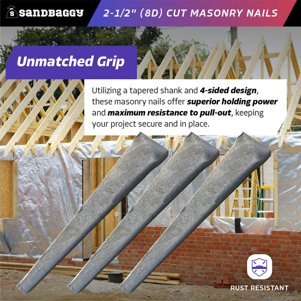 2-1/2 inch cut masonry nails with tapered shank