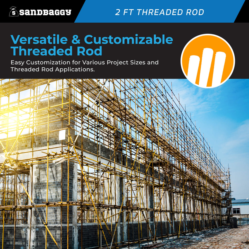 1/4" x 2 ft Threaded Rod - Galvanized (Zinc Plated)