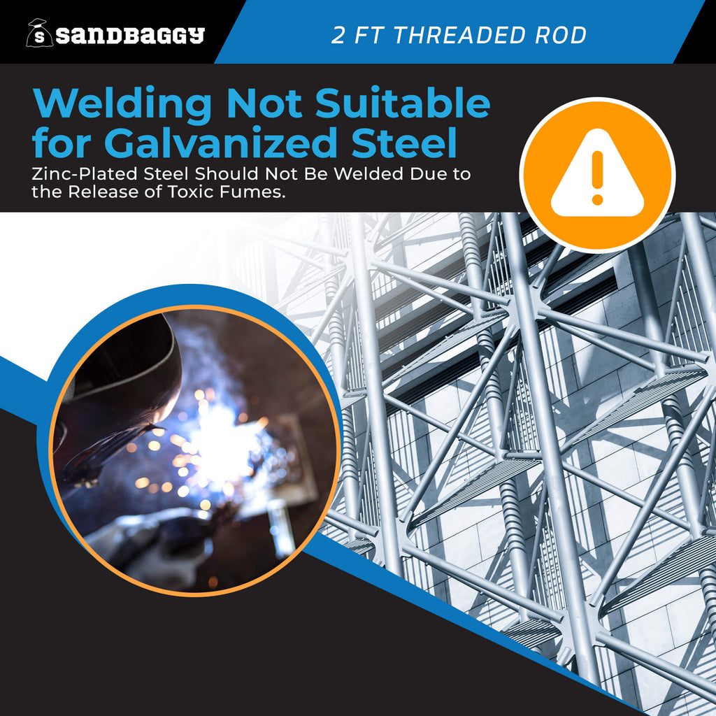 1/4" x 2 ft Threaded Rod - Galvanized (Zinc Plated)