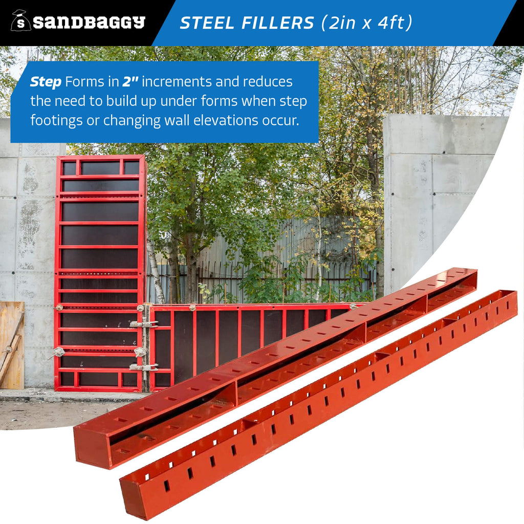 2" x 4 ft Steel Fillers - Handset Steel / Plywood Forming Systems