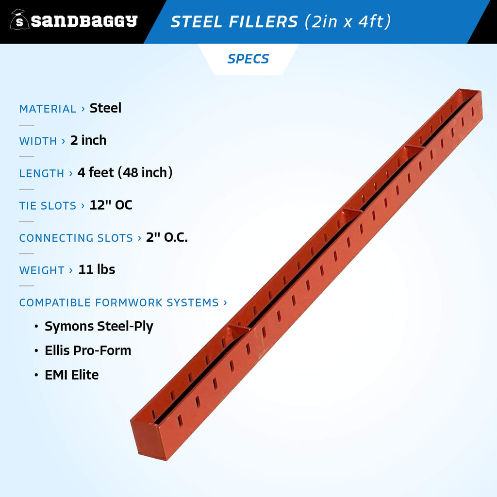 2" x 4 ft Steel Fillers  for sale