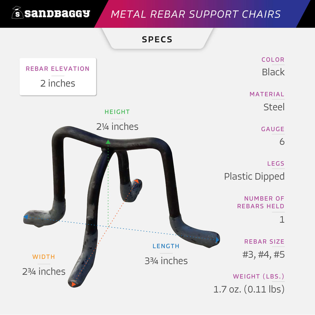 2" Metal Rebar Support Chair specs