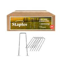 2 in. Wide 8 in. Long Landscape Staples (2X Wider, 25% Thicker) - 8 Gauge Galvanized Steel