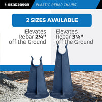 Sandbaggy Rebar Plastic Chair | Fits Rebar #3 to #5 | Available in 2 1/4" & 3 1/4" Lengths