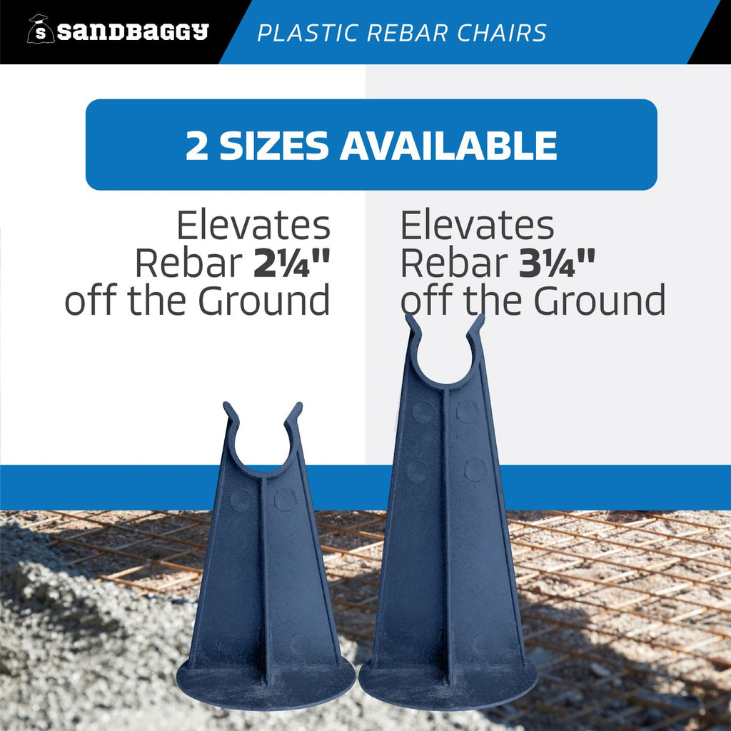 Sandbaggy Rebar Plastic Chair | Fits Rebar #3 to #5 | Available in 2 1/4" & 3 1/4" Lengths