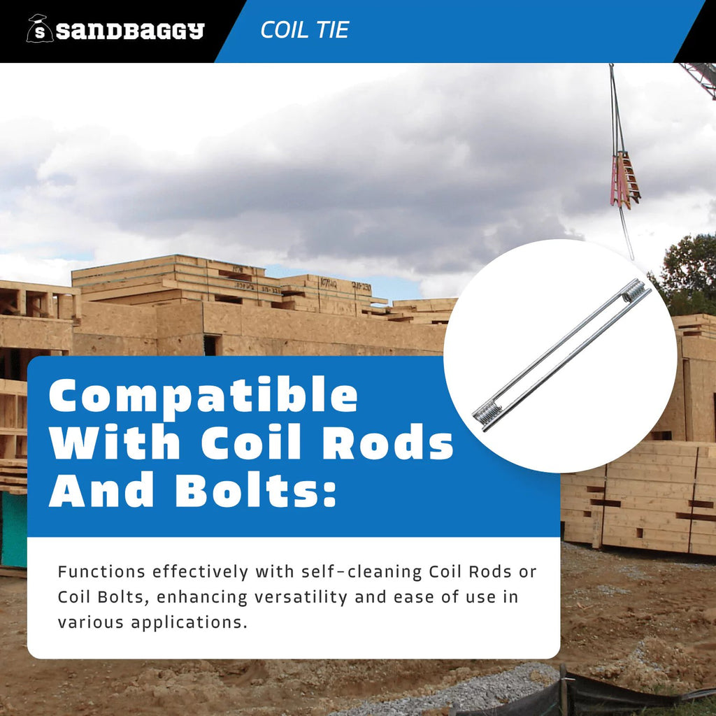 1/2" x 12" coil rod ties concrete forms 