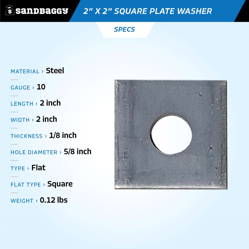 1/8x 2 x 2 square washers - specs