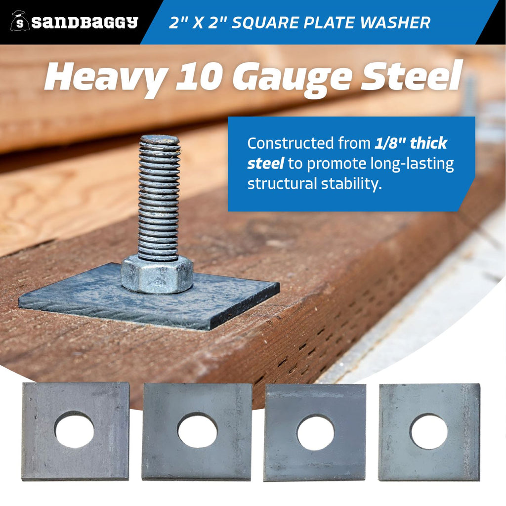 2x2 square washers - 10 gauge steel