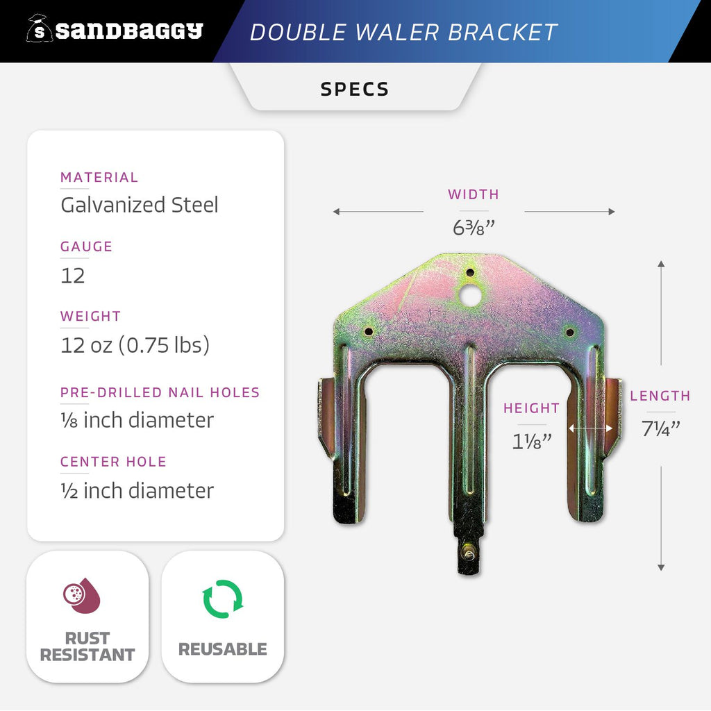 2 x 4 Double Waler Bracket For Concrete Forms (Galvanized) – Sandbaggy