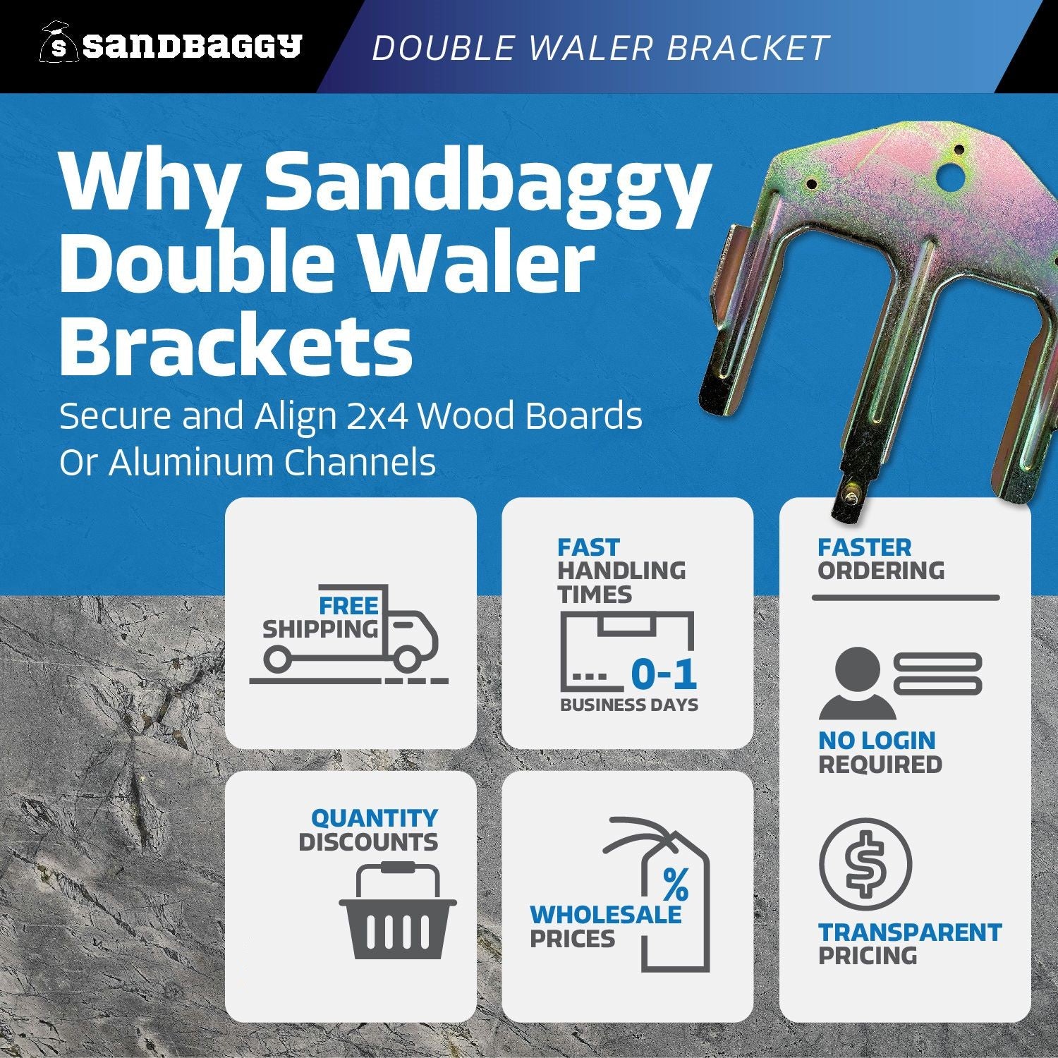 2 x 4 Double Waler Bracket For Concrete Forms (Galvanized) – Sandbaggy