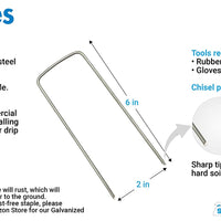 2 in. Wide Landscape Staples (2X Wider, 25% Thicker) - Heavy Duty Galvanized Steel