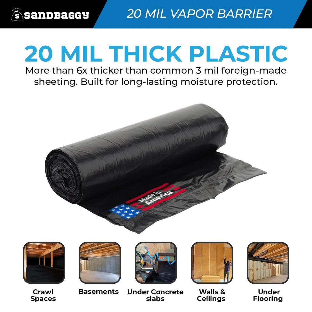 20 Mil Black Vapor Barrier – Polyethylene Visqueen (USA Made)