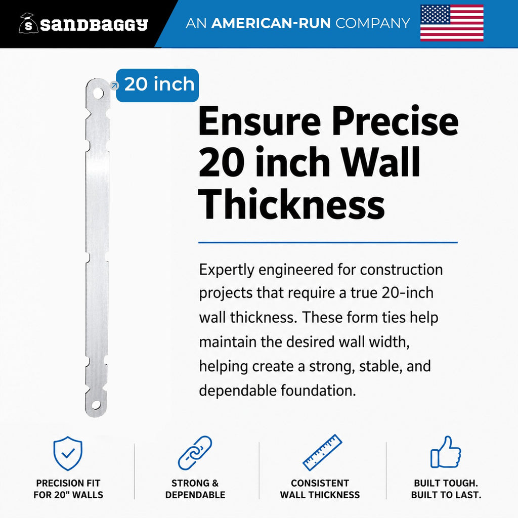 20 in aluminum form ties