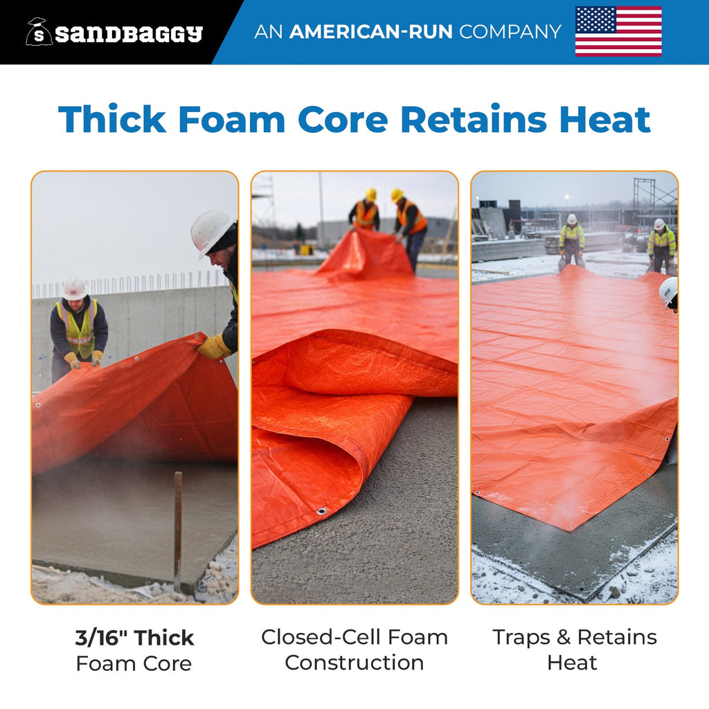 20 ft x 20 ft Insulated Concrete Curing Blankets - Weatherproof Cement Tarp