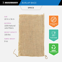 Biodegradable 22" x 36" Burlap bags - Specs