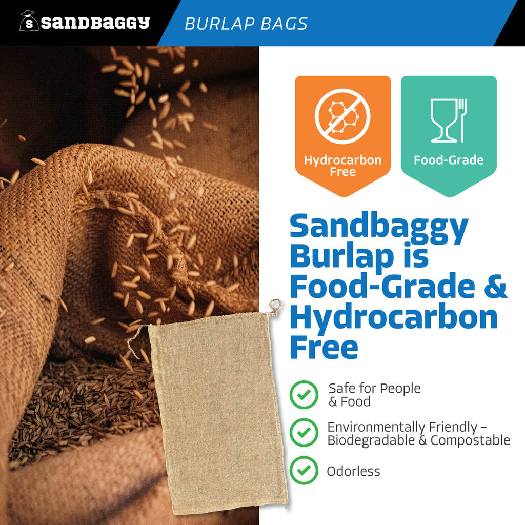 22" x 36" Burlap bags - Food Grade, Hydrocarbon Free