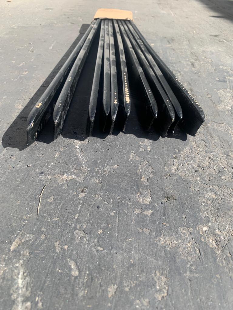flat steel nail stakes v point