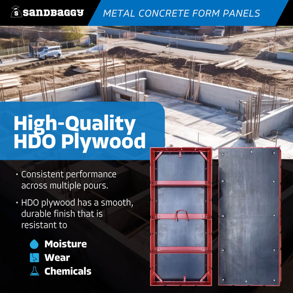 24 inch x 4 ft metal concrete wall forms panels - hdo plywood