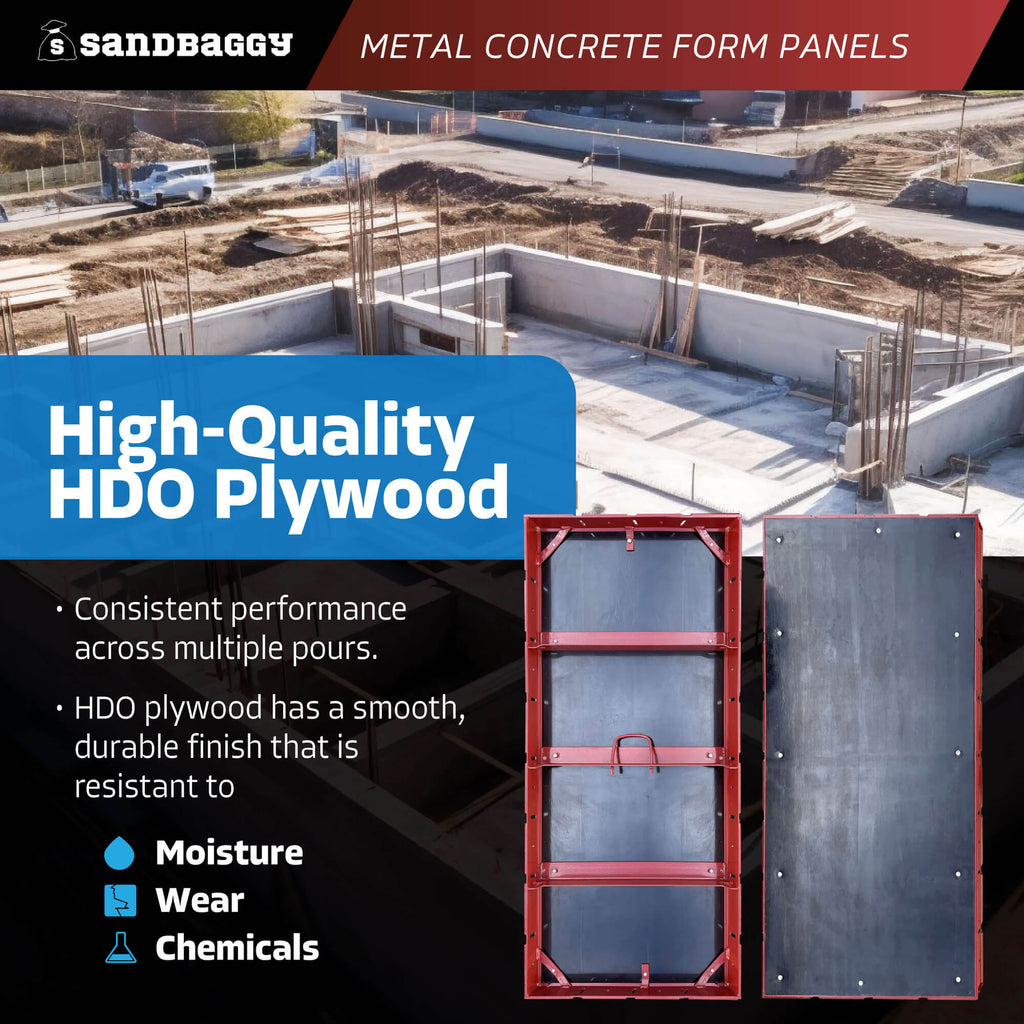 24 inch x 4 ft metal concrete wall forms panels - hdo plywood