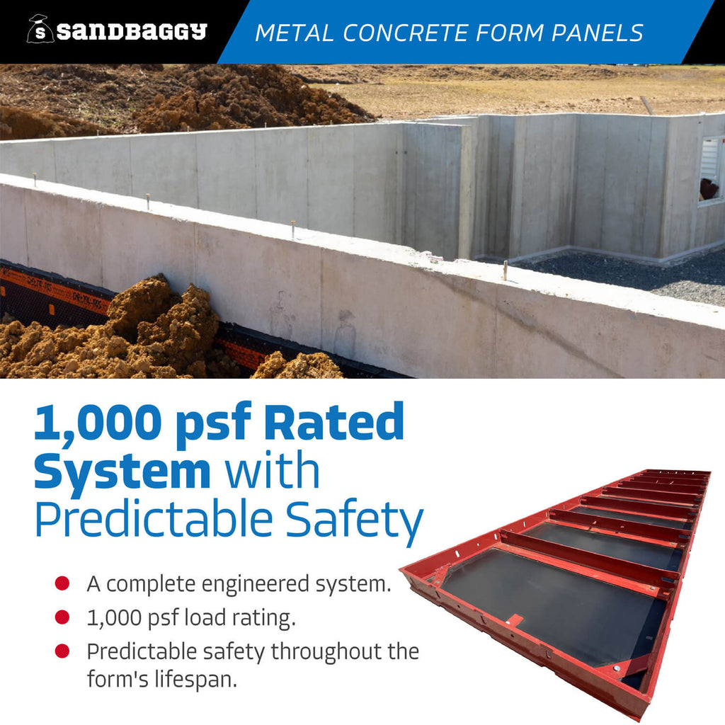 24 in x 8 ft Metal Concrete Form Panels - safety