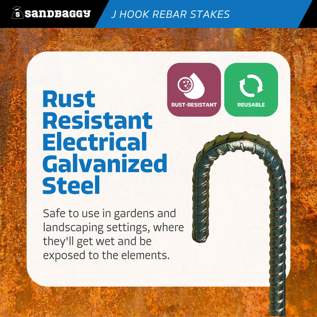 24 inch j hook rebar stakes - galvanized